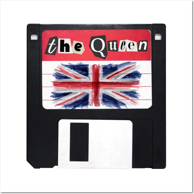 God save the Queen Floppy Disk Retro Wall Art by Safari Shirts